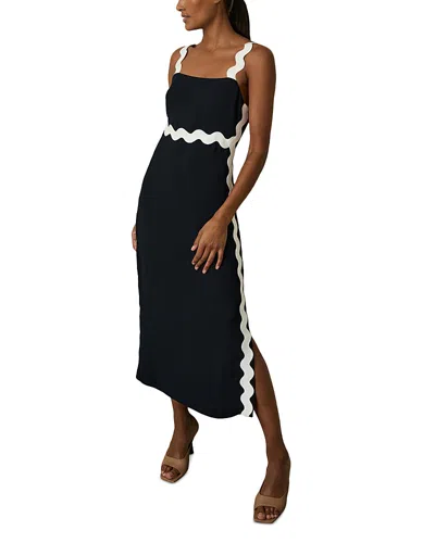 Reiss Wave Craft Midi Dress In Navy