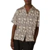 Reiss Mens Waver Wave-pattern Woven Shirt Off White Navy