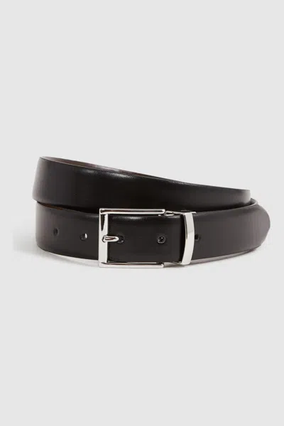 Reiss Wendegürtel Aus Leder In Black/dark Brown