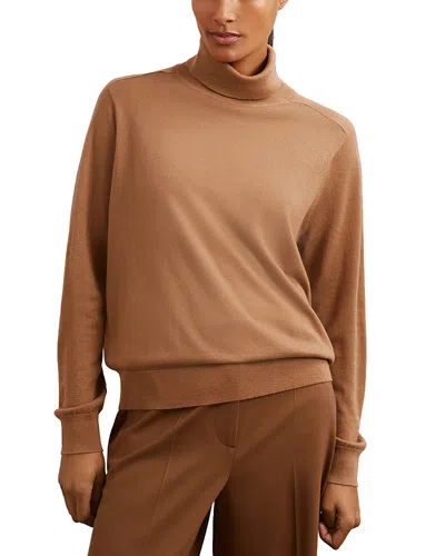Reiss Camel Wool Roll-neck Jumper In Brown