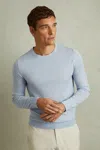 Reiss Mens Soft Blue Wessex Crewneck Wool Jumper Xl In Soft Blue Melange
