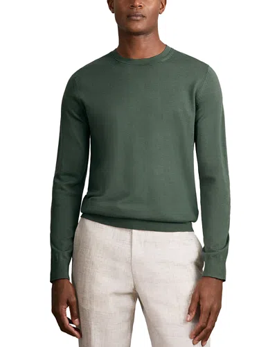 Reiss Wessex Long Sleeved Merino Wool Crewneck Sweater In Green