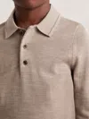 Reiss Wheat Melange 9-13 Yrs Merino Wool Long-sleeve Polo Shirt In Brown