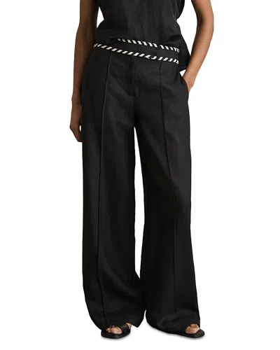 Reiss Whipstitched Waist Pants In Black