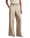 Reiss Fawn High-rise Whipstitch Linen Trousers In Neutral