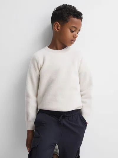 Reiss Kids' White 3-9 Yrs Merino Crew Neck Jumper