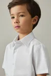 Reiss White 9-13 Yrs Cotton Slim-fit Short-sleeve Shirt