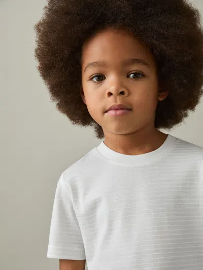 Reiss Kids' White 9-13 Yrs Cotton Textured Crew-neck T-shirt