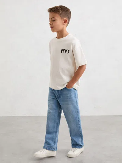 REISS REISS WHITE ABBOTT 3-9 YRS COTTON RELAXED LOGO-PRINT T-SHIRT