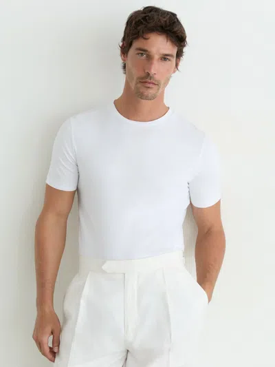 Reiss Cole Modern Fit Textured Crewneck Tee In White