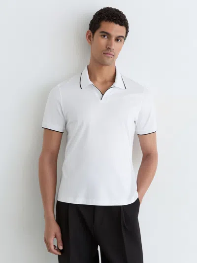 Reiss White Air-water Cotton Tipped Polo Shirt