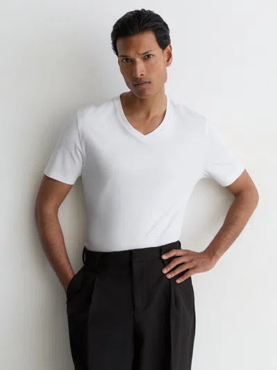Reiss White Air-water-cotton V-neck Tailored-fit T-shirt