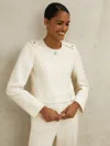 Reiss White Atelier Wool Collarless Belted Jacket In White