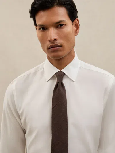 Reiss White Atelier Wool Regular-fit Shirt In Multi