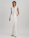 Reiss Petite Perla Collared Jumpsuit In White