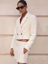 Reiss Womens Mia Double-breasted Cropped Stretch Cotton-blend Blazer White In White