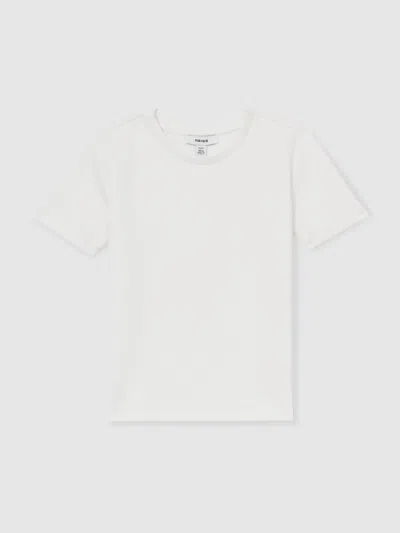 Reiss White 13-14 Yrs Interlock-jersey Crew-neck T-shirt