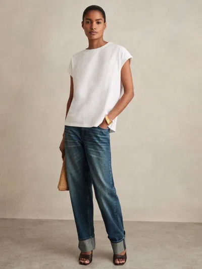 Reiss White Brushed-cotton Crew-neck T-shirt