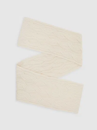 Reiss White Cable-knit Scarf With Wool