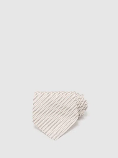 Reiss White / Camel Brown Tie In Neutral