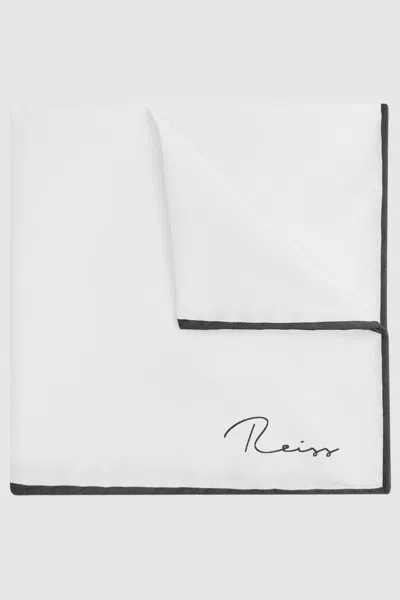 REISS WHITE PLAIN SILK POCKET SQUARE