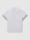 Reiss White | Ché Cuff Detail Cuban Collar Shirt