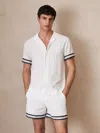Reiss Asher Striped Cuff Camp Shirt In White