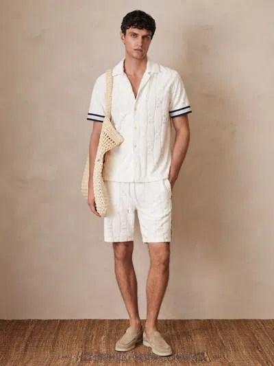 Reiss White | Ché Towelling Monogram Shorts