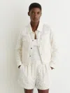 Reiss White Collared Lace Press-stud Jacket In White