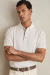Reiss White Contrast-placket Polo Shirt With Cotton