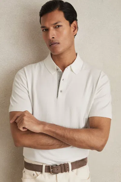 Reiss White Contrast Placket Polo Shirt With Cotton