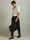 Reiss White Crochet Cuban Collar Shirt In White