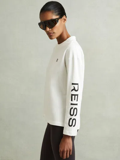 Reiss White Cotton Blend Logo Top