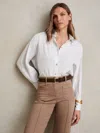 Reiss White Cotton Button Through Oxford Shirt In Multi