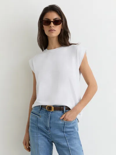 Reiss White Cotton Cap-sleeve T-shirt
