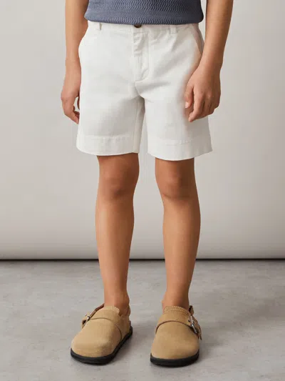 Reiss White Cotton Chino Shorts With Stretch