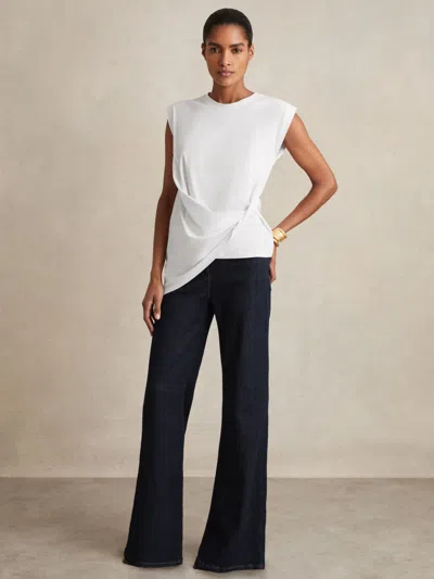 Reiss White Cotton Drape T-shirt
