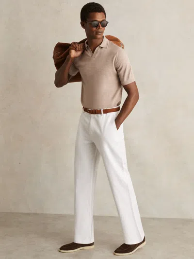 Reiss White Cotton-linen Relaxed-fit Trousers