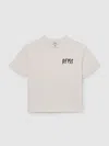 Reiss White Cotton Relaxed Logo-print T-shirt In Neutral
