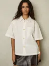 Reiss Jordan Boxy Button-down Cotton Shirt In White