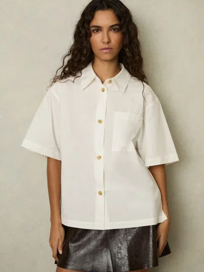 Reiss White Cotton Short-sleeve Shirt