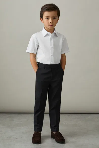 Reiss White Cotton Slim-fit Short-sleeve Shirt