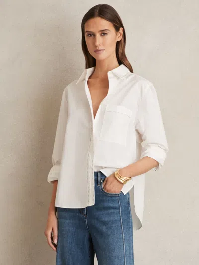 Reiss White Cotton Topstitched Button-through Shirt