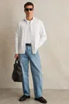 Reiss White Cotton-twill Cutaway-collar Overshirt