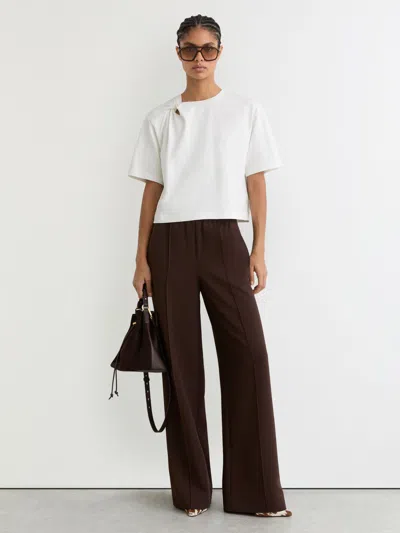 Reiss White Cotton Twist-detail Boxy T-shirt