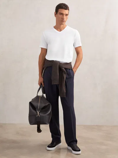 Reiss White Cotton V-neck T-shirt