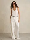Reiss White Crepe Wide-leg Tailored Trousers