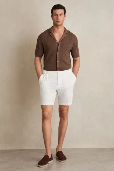Reiss Drawstring Slim Fit Chino Shorts In White
