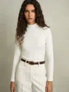 Reiss White Fine-ribbed High-neck Top