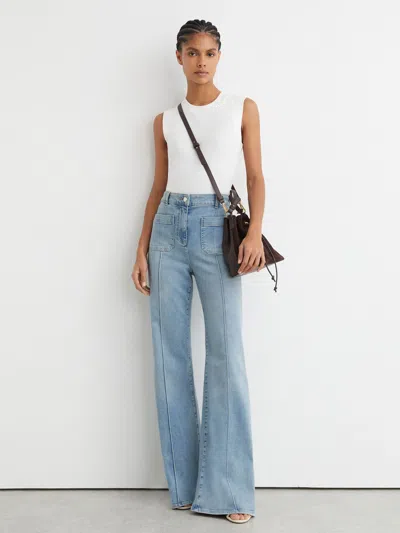 Reiss White Fine-rib Ruched Vest Top